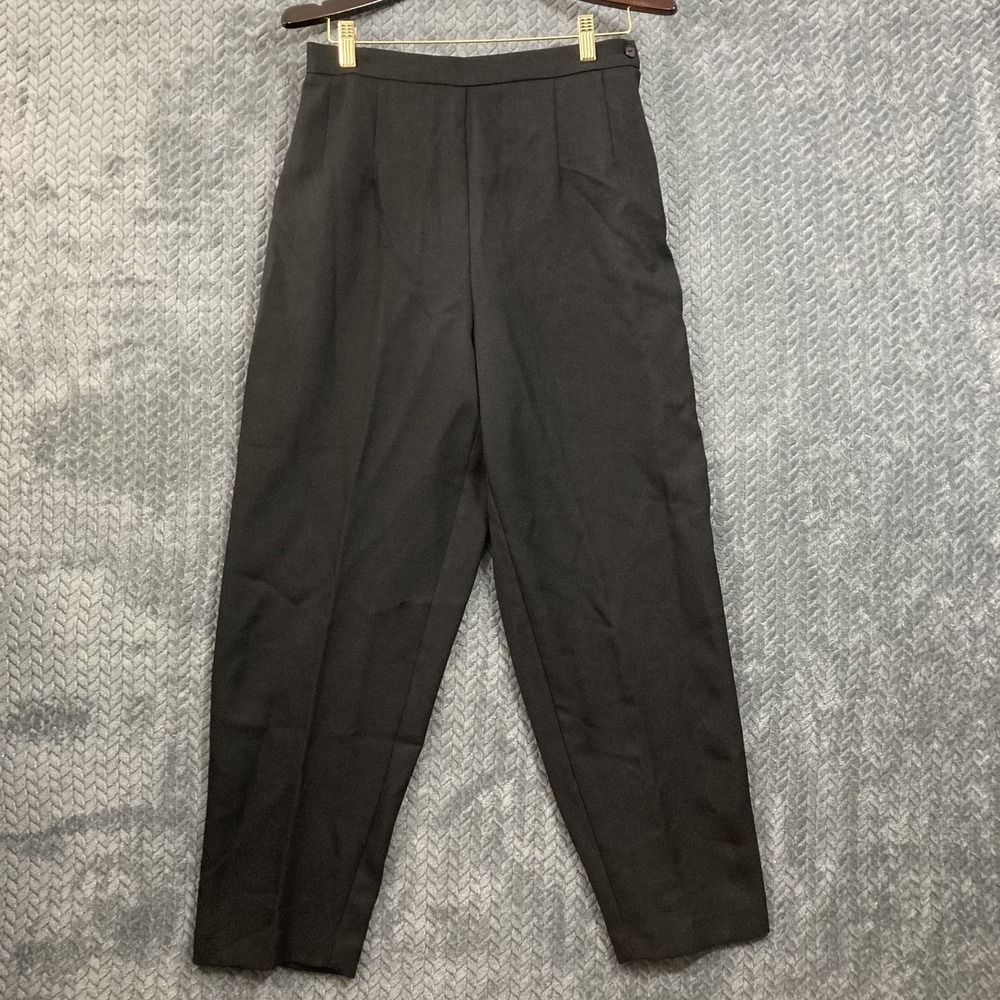Koret Dress Pants Women 12 Pleated Black Stretch Elastic Waist High Rise